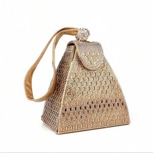 Gold Rhinestone purse Mini Irregular Shaped  pyramid Egyptian Greek goddess